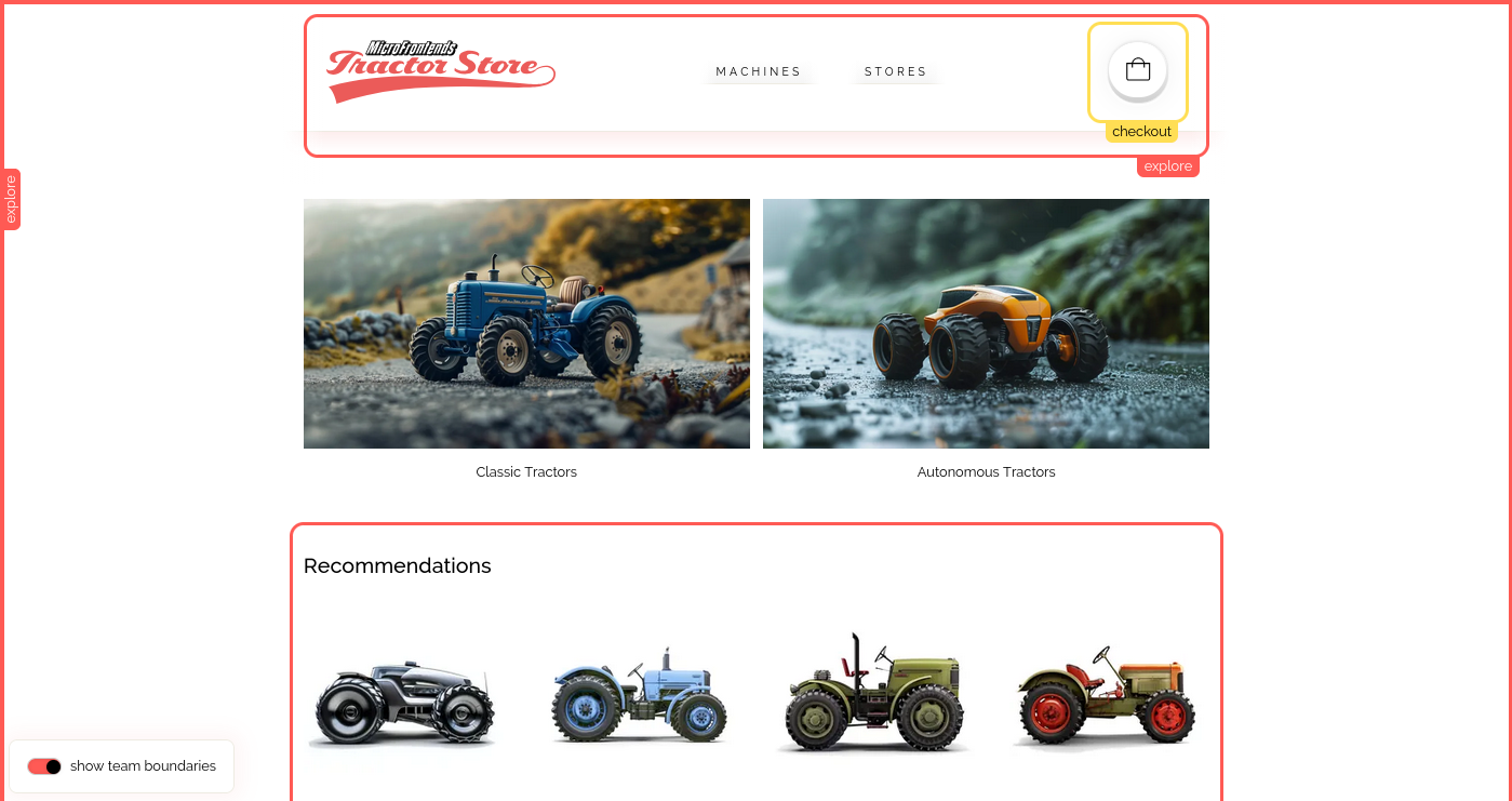 Tractor Store playground demo screenshot
